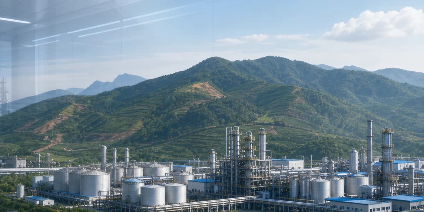 Qijiang mountain landscape and industrial base visual